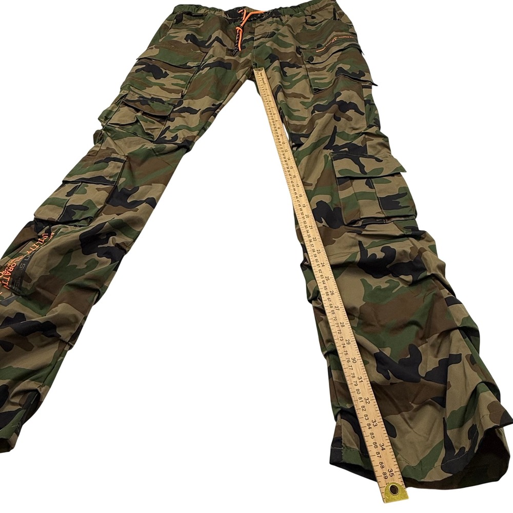 Smoke Rise Mens XL Woodland Camo Stacked Cargo Pants Utility Streetwear Green - Picture 3 of 9